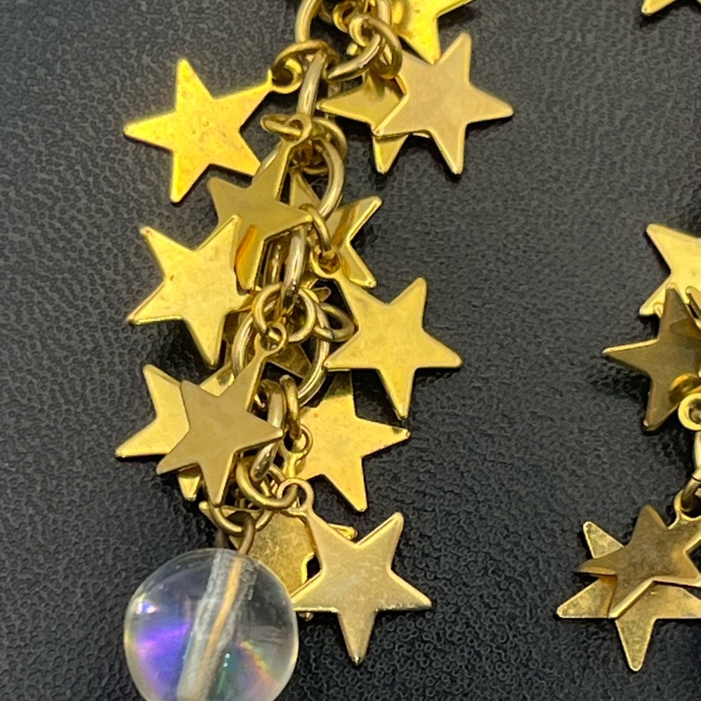 Celestial Gold Tone Star Dangle Drop Vintage Bead… - image 3
